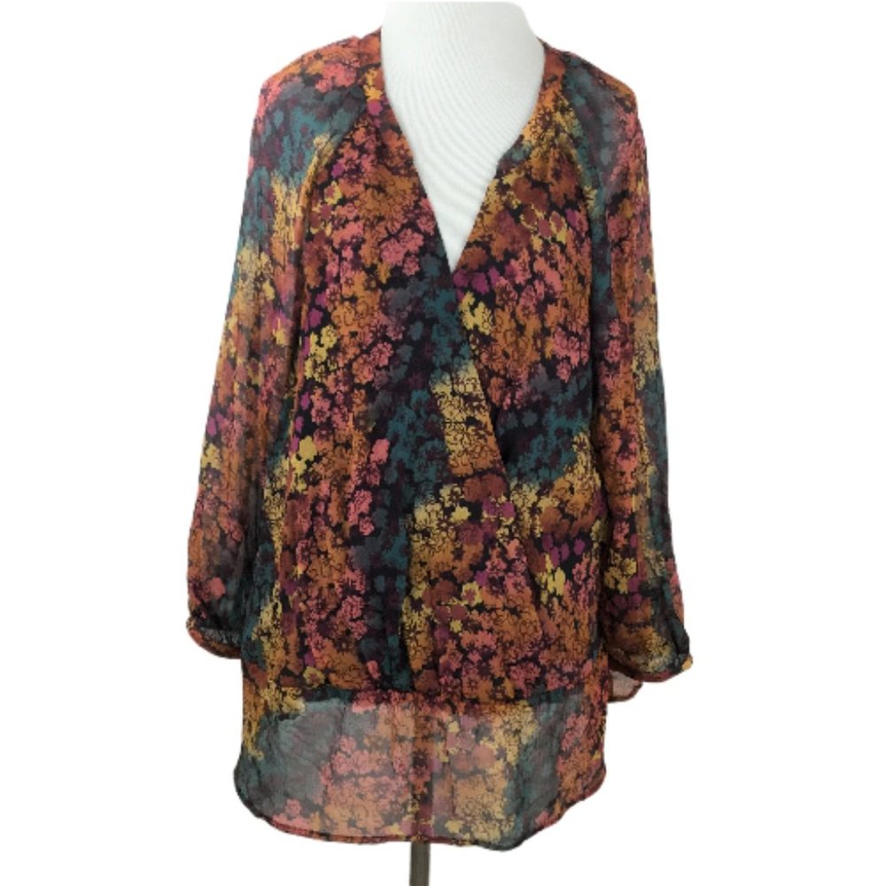 Sundance Silk Floral Wrap Blouse xl
